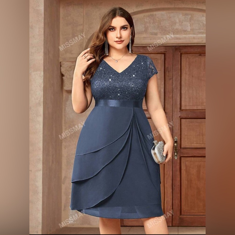 Plus Size V-Neck Cocktail Dress